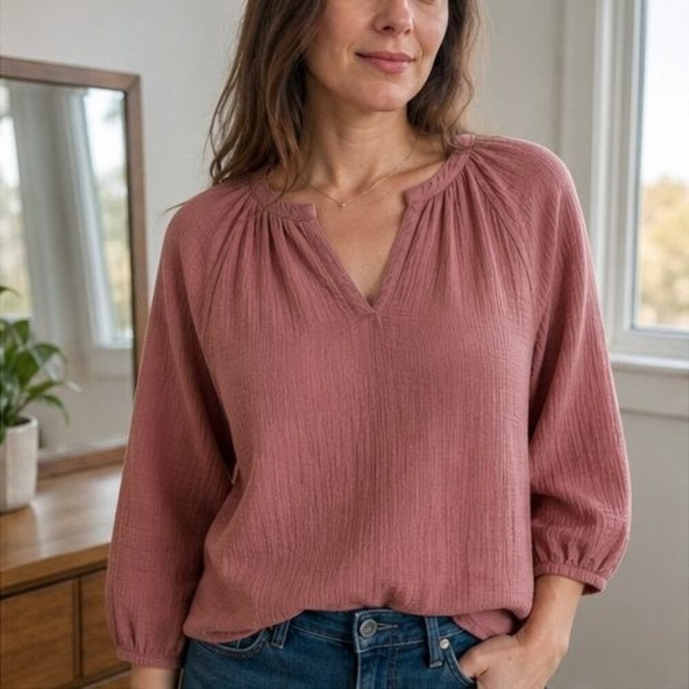 Rust Pleated Blouse - Picture 2 of 6